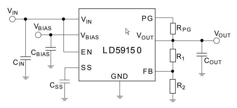 Application Circuit Diagram - STMicroelectronics LD59150 LDO Voltage Regulators